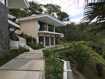 Main entry and waterfall